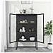 Credenza Alta Antracite 80x35x135 Cm Acciaio E Vetro Temperato - Foto miniatura 3