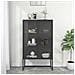 Credenza Alta Antracite 80x35x135 Cm Acciaio E Vetro Temperato - Foto miniatura 1