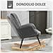 Poltrona a Dondolo Imbottita in Legno e Acciaio per Soggiorno e Camera da Letto, 71x98x101 cm, Grigio Scuro - Foto miniatura 3