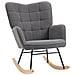 Poltrona a Dondolo Imbottita in Legno e Acciaio per Soggiorno e Camera da Letto, 71x98x101 cm, Grigio Scuro - Foto miniatura 1