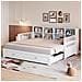 Divano Letto In Legno Massiccio 90/180x190 Cm, Armadio, Con 2 Cassetti, Letto Multifunzionale In Legno Di Pino , Bianco - Foto miniatura 1