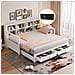 Divano Letto In Legno Massiccio 90/180x190 Cm, Armadio, Con 2 Cassetti, Letto Multifunzionale In Legno Di Pino , Bianco - Foto miniatura 3