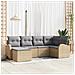 Set di 6 Pezzi di Divano da Giardino con Cuscini in Polyrattan Beige - Foto miniatura 2