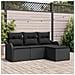 Set di Divani da Giardino con Cuscini  4 Pezzi Nero Rattan Polietilene, Divano da Giardino a 2 Posti con Cuscini  Nero Rattan Polietilene - Foto miniatura 2