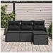 Set di Divani da Giardino con Cuscini  4 Pezzi Nero Rattan Polietilene, Divano da Giardino a 2 Posti con Cuscini  Nero Rattan Polietilene - Foto miniatura 3