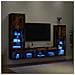 Mobili TV a Muro con LED 4pz Rovere Fumo in Legno Multistrato - Foto miniatura 2