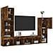 Mobili TV a Muro con LED 4pz Rovere Fumo in Legno Multistrato - Foto miniatura 5