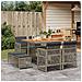 Set da Pranzo da Giardino 9 pz con Cuscini in Polyrattan Grigio - Foto miniatura 2