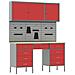 Set di armadi e pannello attrezzi da 8 pezzi  rosso in MDF e metallo - Foto miniatura 1