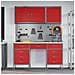 Set di armadi e pannello attrezzi da 8 pezzi  rosso in MDF e metallo - Foto miniatura 4