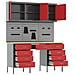Set di armadi e pannello attrezzi da 8 pezzi  rosso in MDF e metallo - Foto miniatura 5