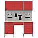 Set di armadi e pannello attrezzi da 8 pezzi  rosso in MDF e metallo - Foto miniatura 8