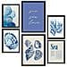 Set Di 6 Stampe Dipinto Decorativo Blu Navy, Estate, Mare, Incorniciato Con Illustrazioni Di Design Per La Decorazione Murale A3 & A4 Cornice Nera - Foto miniatura 1