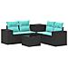 Set di divani 6 pz Nero e Blu Rattan sintetico e Acciaio - Foto miniatura 1