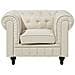 Poltrona Vintage In Tessuto Beige Chesterfield - Foto miniatura 17