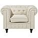 Poltrona Vintage In Tessuto Beige Chesterfield - Foto miniatura 9