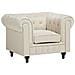 Poltrona Vintage In Tessuto Beige Chesterfield - Foto miniatura 8