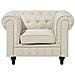 Poltrona Vintage In Tessuto Beige Chesterfield - Foto miniatura 6