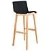Sgabello Alto da Bar Hoover | Sgabello Bancone con Telaio in Legno Naturale e Seduta in Tessuto | Sgabello Imbottito, Alt. 77cm, 4 Gambe | Sgabello Design Cucina Nero - Foto miniatura 4