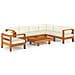 Set Divani Giardino 8 pz Cuscini Bianco Crema in Legno d'Acacia - Foto miniatura 1