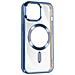Cover Magsafe Per Iphone 15 Pro Max Silicone Bordo Cromato Blu - Foto miniatura 5