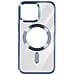 Cover Magsafe Per Iphone 15 Pro Max Silicone Bordo Cromato Blu - Foto miniatura 1