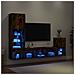 Mobili TV a Muro con LED 4pz Rovere Fumo in Legno Multistrato - Foto miniatura 2