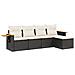 Set Divani da Giardino 5 pz con Cuscini in Polyrattan Nero - Foto miniatura 1