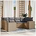 Set Divano da Giardino 6 pz con Cuscini Beige in Polyrattan - Foto miniatura 2