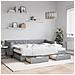 Divano Letto Estraibile Cassetti Grigio Chiaro 80x200cm Tessuto - Foto miniatura 2