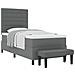Letto con Box Spring e Materasso & Panca Grigio Scuro 90x200 cm Tessuto - Foto miniatura 1