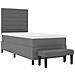 Letto con Box Spring e Materasso & Panca Grigio Scuro 90x200 cm Tessuto - Foto miniatura 3