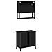 Set di Mobili per Bagno 2 Pezzi in Legno Ingegnerizzato Nero Rovere - Foto miniatura 8