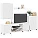 Set di mobile TV da 4 pezzi 4 pcs Bianco Legno multistrato - Foto miniatura 3
