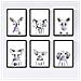 Set Di 6 Stampe Animali Bambini Con Gomma Da Masticare Cervo Maiale Elefante Zorro Orso Cane A3 Cornice Nera - Foto miniatura 1