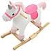 Unicorno a Dondolo in Peluche 65x32x58 cm Bianco e Rosa - Foto miniatura 4