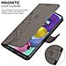 Custodia Compatibile Con Samsung Galaxy A51 In Grigio Fiore - Coperchio Protettivo In Design Floreale Con Chiusura Magnetica, Funzione Stand E Slot Per Carte - Foto miniatura 7