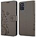 Custodia Compatibile Con Samsung Galaxy A51 In Grigio Fiore - Coperchio Protettivo In Design Floreale Con Chiusura Magnetica, Funzione Stand E Slot Per Carte - Foto miniatura 10