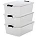 Set Di 3 Scatole Top Box Tb-30 - Plastica - 30 L - 57,5 X 39 X 20,5 Cm - Trasparente E Nero - Foto miniatura 1
