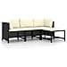 Set Divani da Giardino 4 pz con Cuscini in Polyrattan Nero - Foto miniatura 1