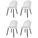 Set 4 Sedie Sala Da Pranzo Luna Gambe In Acciaio Nero Opaco, Tessuto Bianco - Foto miniatura 1
