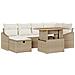 Set Divano da Giardino di 7 Pezzi con Cuscini Beige Poly Rattan - Foto miniatura 1