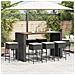 Set Bar da Giardino 9 pz con Cuscini in Polyrattan Nero - Foto miniatura 3