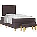 Letto con Sommier con Materasso e Panchina Marrone Scuro 120x200 cm Tessuto - Foto miniatura 1