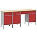 Set da Tavolo e Armadietto da Lavoro in 4 Pezzi Rosso in Legno Ingegnerizzato e Acciaio - Foto miniatura 1
