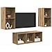 Set di mobili TV 3 pcs rovere artigianale 37 x 37 x 107 cm - Foto miniatura 3