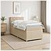 Letto box spring con materasso Crema 100 x 200 cm Tessuto - Foto miniatura 4