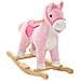 Cavallo a Dondolo in Peluche 65x32x58 cm Rosa - Foto miniatura 1
