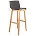 Sgabello Alto da Bar Hoover | Sgabello Bancone con Telaio in Legno Naturale e Seduta in Tessuto | Sgabello Imbottito, Alt. 77cm, 4 Gambe | Sgabello Design Cucina Grigio Chiaro - Foto miniatura 4