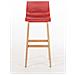 Sgabello Design Hoover in Polipropilene E Legno Naturale I Sgabello Alto Bancone, Alt. 77CM I Sedia Cucina per Penisola con Schienale Rosso - Foto miniatura 2
